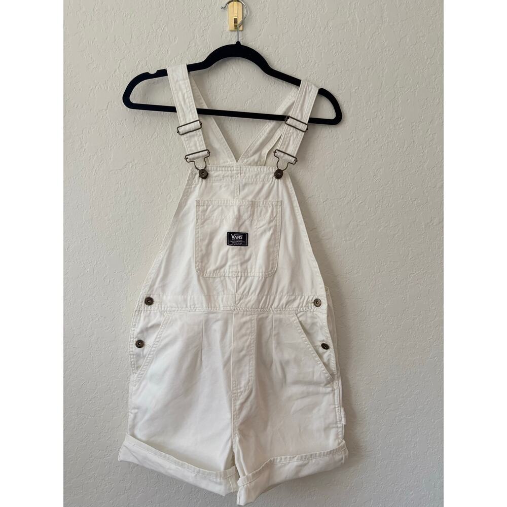 Vans Women's Ground Work Shortalls Overalls Marshmallow White